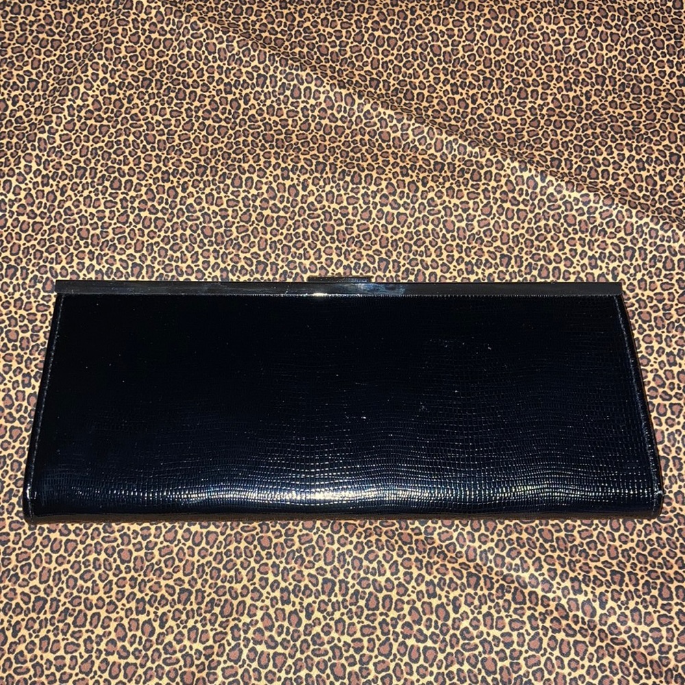 Style &Co. Black Clutch Crocodile Print